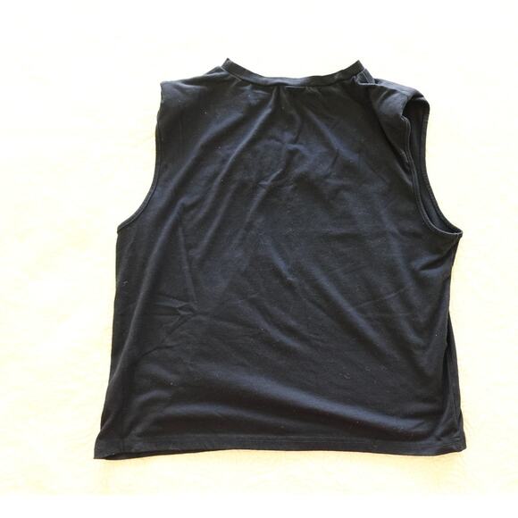 BLACK Knit SLEEVLESS Muscle Tank /T SHIRT with beaded Butterfly n LOVE patch - Picture 7 of 7